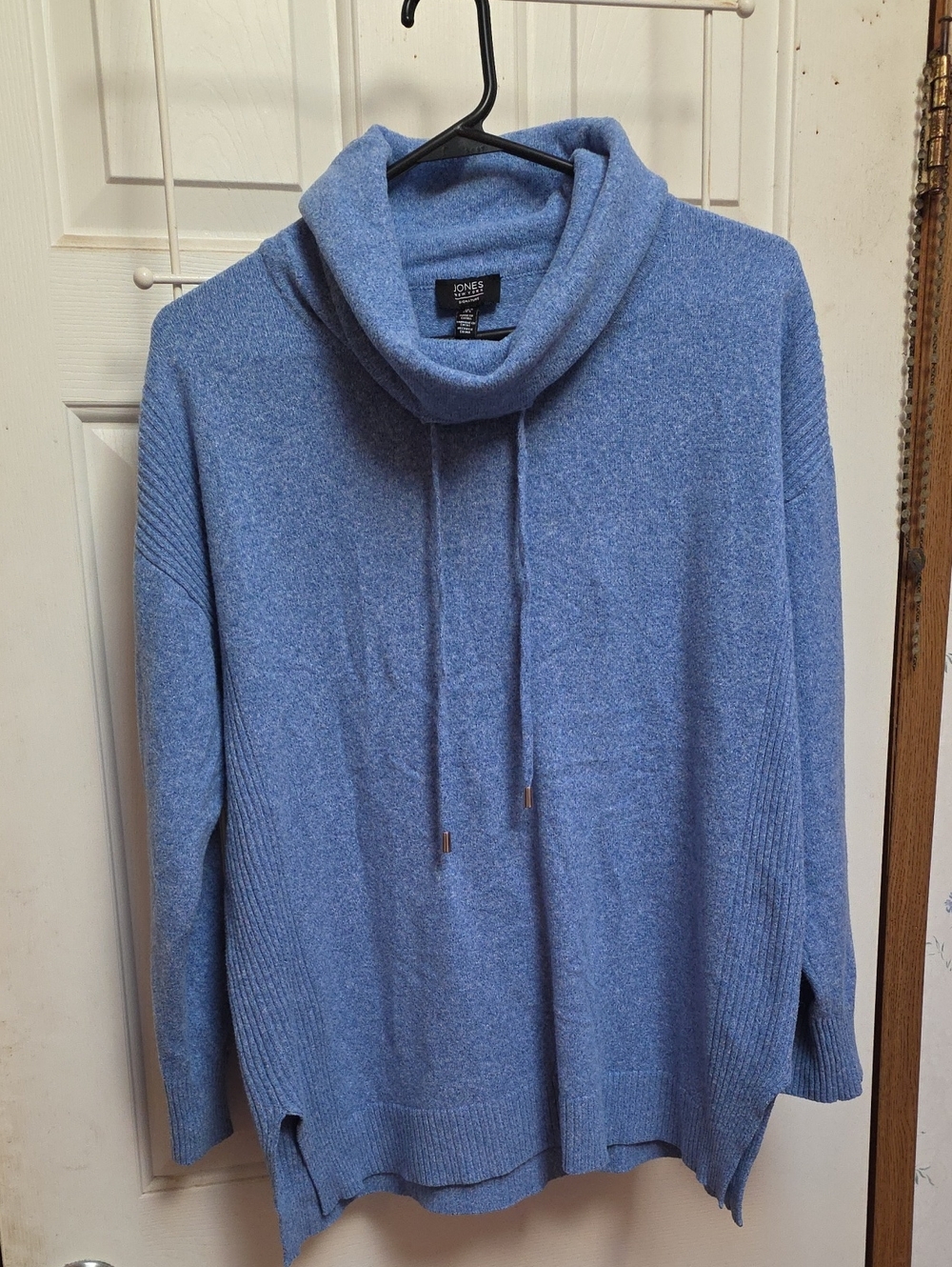 Jones New York Light Blue Cowlneck Drawstring Sweater